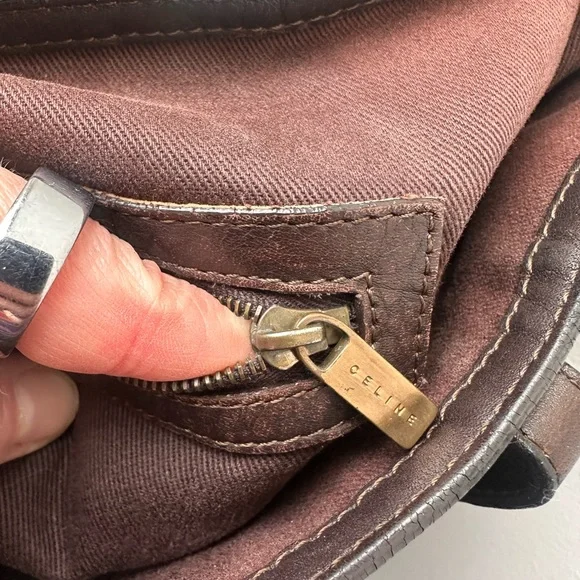 Celine Brown Monogram vintage Canvas Tote with brown Leather Handles - Picture 3 of 4